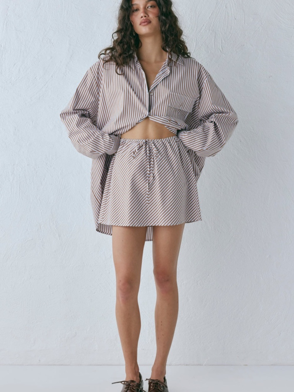 Summer Mini Skirt - Brown Stripe
